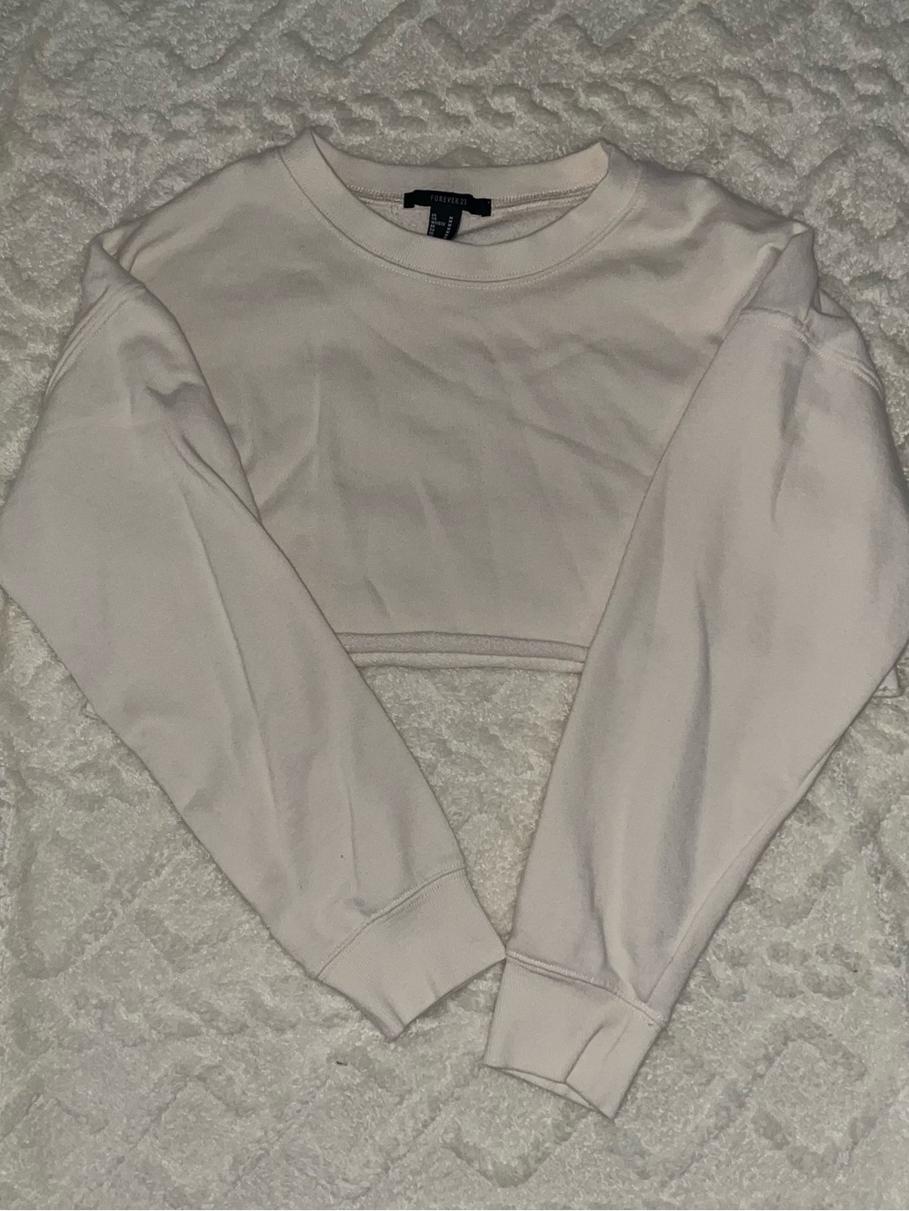 Forever 21 Cropped Crewneck Sweater - Off White